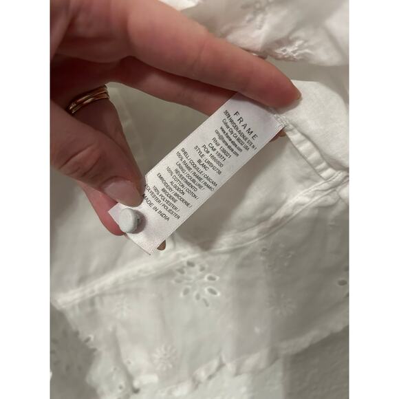 Frame Broderie Anglaise White Ruffle Eyelet Blouse in Blanc - Picture 6 of 8